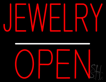 Jewelry Block Open White Line Neon Sign