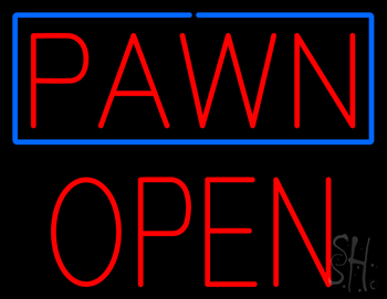 Red Pawn Block Open Neon Sign