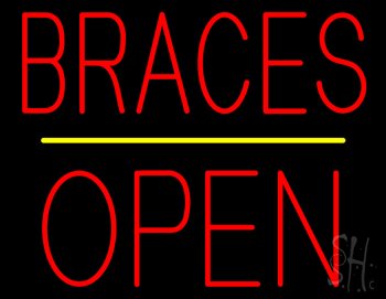 Braces Block Open Yellow Line Neon Sign