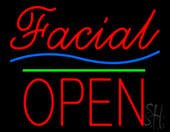 Red Facial Block Open Neon Sign