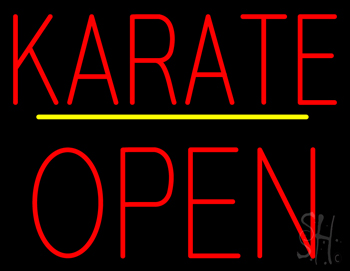Karate Block Open Yellow Line Neon Sign