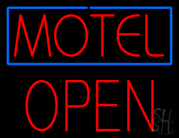 Motel Block Open Neon Sign