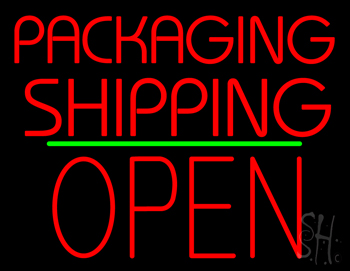 Packaging Shipping Open Block Green Line Neon Sign