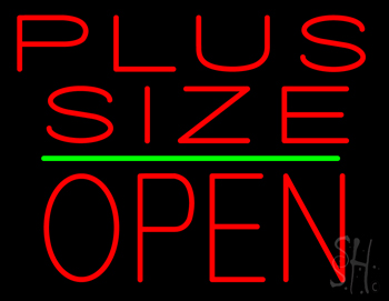 Plus Size Block Open Green Line Neon Sign