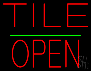 Tile Block Open Green Line Neon Sign