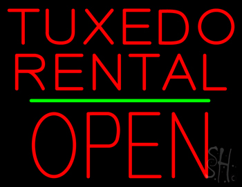 Tuxedo Rental Open Green Line Neon Sign