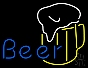 Blue Beer With Mug Neon Sign