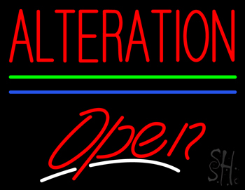 Red Alteration Open Blue Green Line Neon Sign