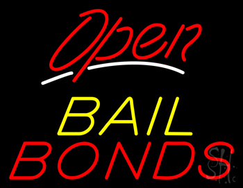Red Open Bail Bonds Neon Sign