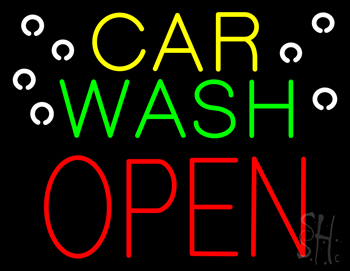 Car Wash Open Block Neon Sign