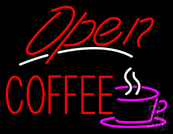Red Open Coffee Neon Sign
