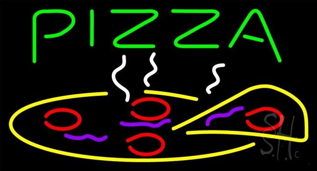 Green Pizza Logo Neon Sign