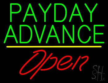 Green Payday Advance Yellow Line Red Open Neon Sign