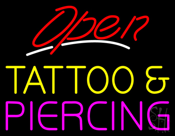 Red Open Tattoo And Piercing Neon Sign