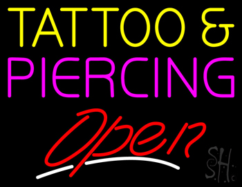 Tattoo And Piercing Slant Open Neon Sign