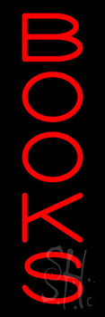 Vertical Red Books Neon Sign