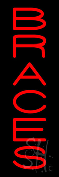 Vertical Red Braces Neon Sign