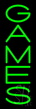 Vertical Green Games Neon Sign