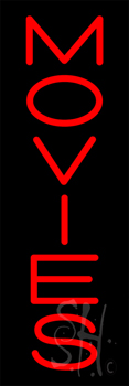 Vertical Red Movies Neon Sign