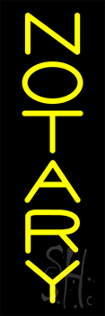 Vertical Yellow Notary Neon Sign