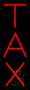 Red Vertical Tax Neon Sign