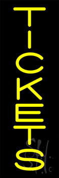 Vertical Yellow Tickets Neon Sign