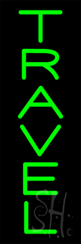 Vertical Green Travel Neon Sign
