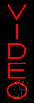 Vertical Red Video Neon Sign