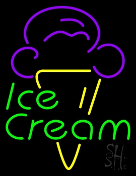 Green Ice Cream Logo Neon Sign