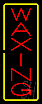 Vertical Red Waxing Yellow Border Neon Sign
