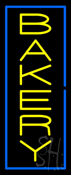 Yellow Bakery With Blue Border Neon Sign