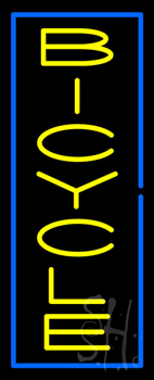 Vertical Bicycle Blue Border Neon Sign