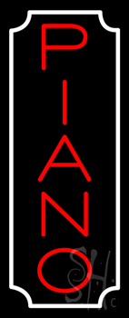 Vertical Piano White Border Neon Sign