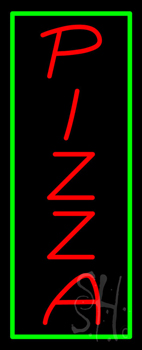 Verticalpizza With Green Border Neon Sign