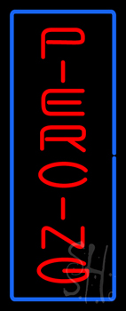 Vertical Red Piercing Yellow Border Neon Sign