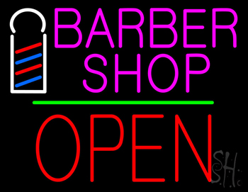 Pink Barber Shop Logo Neon Sign