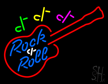 Rock And Roll Guitar Neon Sign