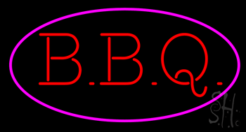 Pinl Oval Bbq Animated Neon Sign