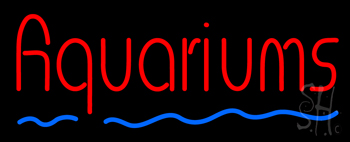 Red Aquariums Blue Line Neon Sign