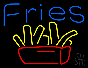 Blue Fries Logo Neon Sign
