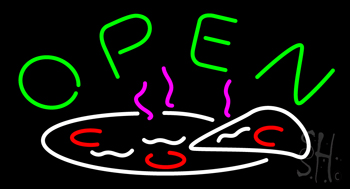Open Pizza Logo Neon Sign