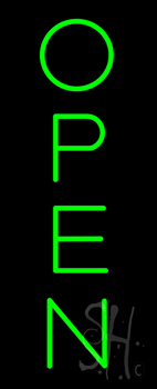 Green Open Vertical Neon Sign
