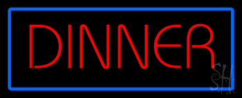 Red Dinner With Blue Border Neon Sign