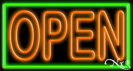 Double Stroke Pink Open With Aqua Border Neon Sign