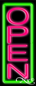 Green Border With Pink Vertical Open Neon Sign