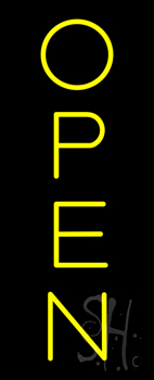 Open Vertical Yellow Neon Sign