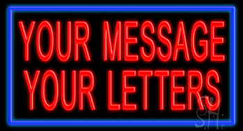 Custom Message Blue Border Neon Sign