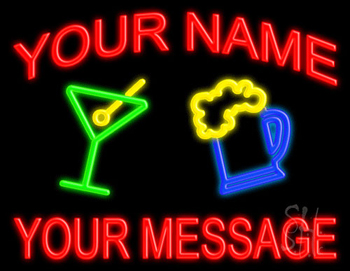 Custom Martini And Beer Mug Neon Sign