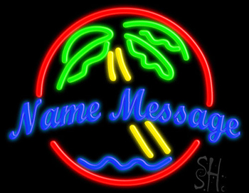Custom Palm Tree With Circle Neon Sign