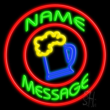 Custom Beer Mug With Circle Neon Sign